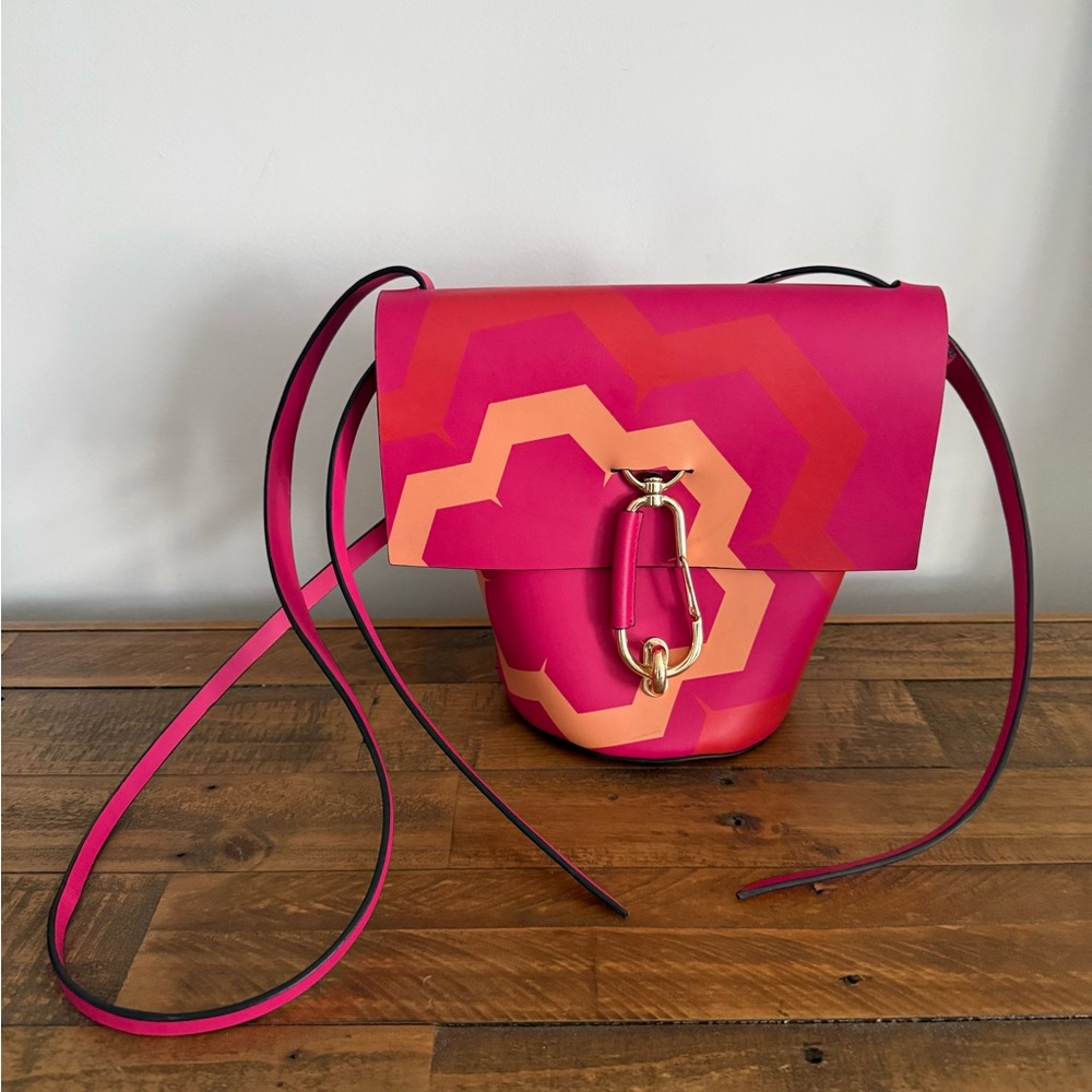Zac Posen Pink Geometric Leather Crossbody Bag